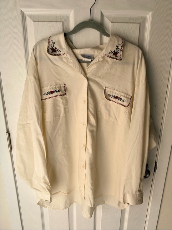 Jantzen Tops - Vintage Jantzen Embroidered Western Button Down in Cream Size 3X